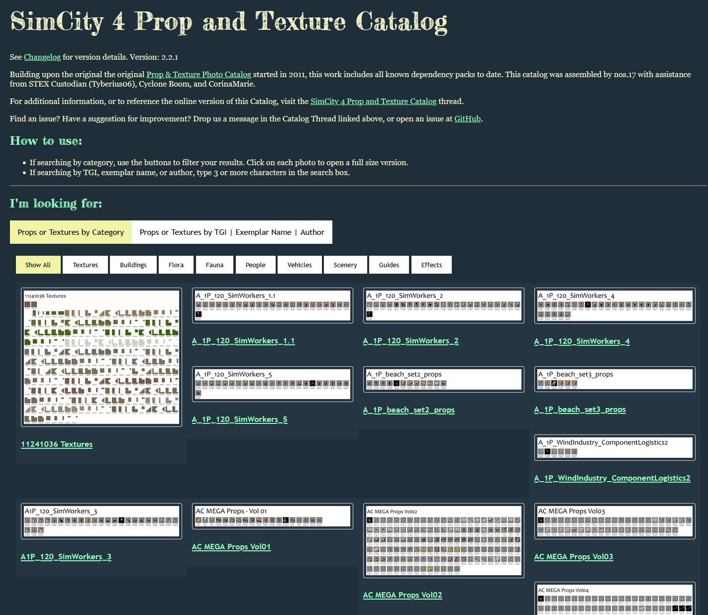 Dynamically filtering prop and texture packs by a category